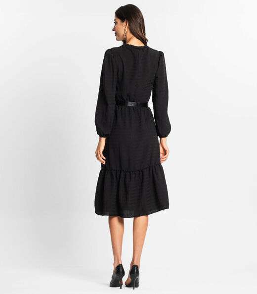 Vestido Midi Feminino Manga Longa Endless Preto