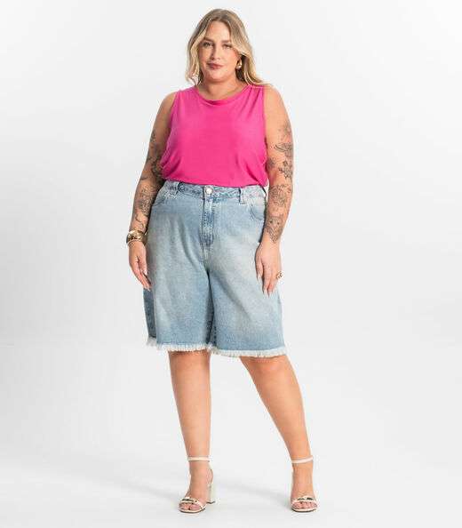 Regata Viscose Lisa Plus Size Secret Glam Rosa
