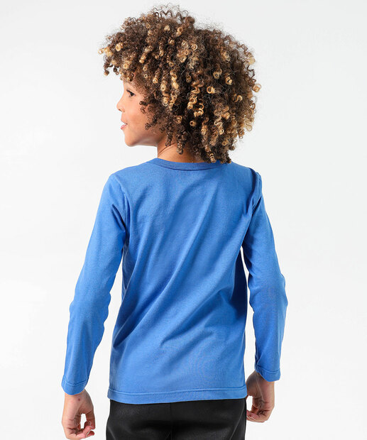 Camiseta Infantil Manga Longa Sonic E Amigos Tam 4 a 10 Azul