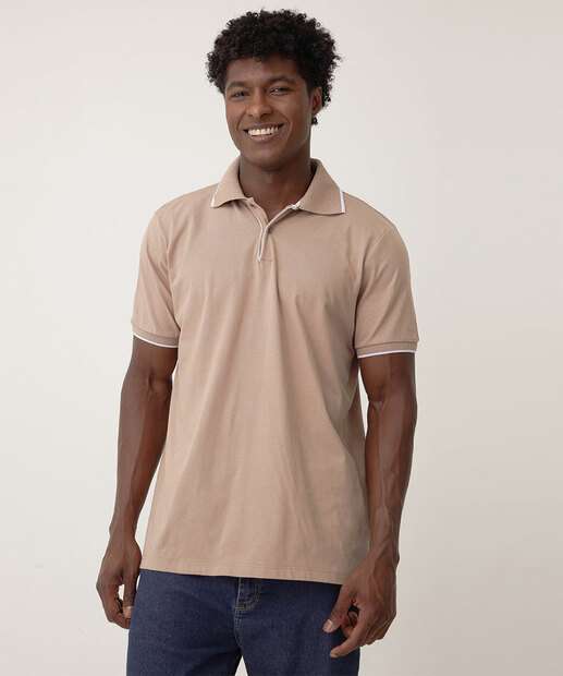 Image_Polo Masculina Mescla Manga Curta Marisa Bege