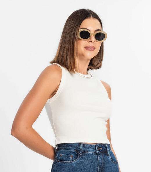 Regata Cropped Feminina Ribana Rovitex Bege