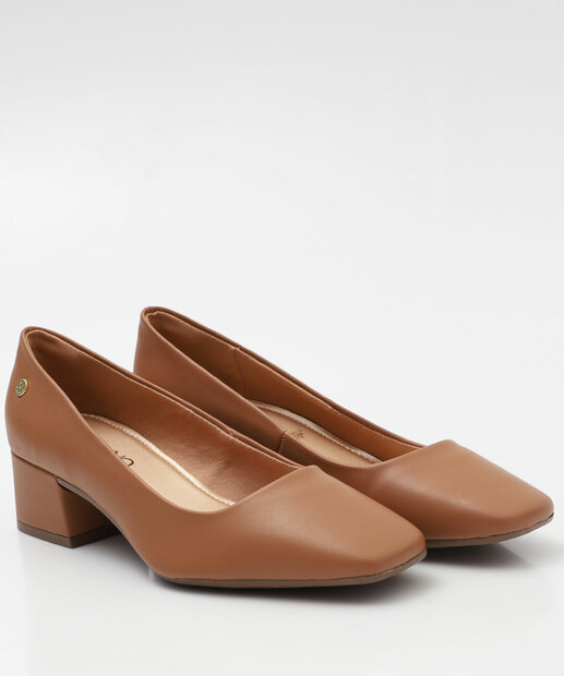 Scarpin Feminino Salto Grosso Via Uno Marrom