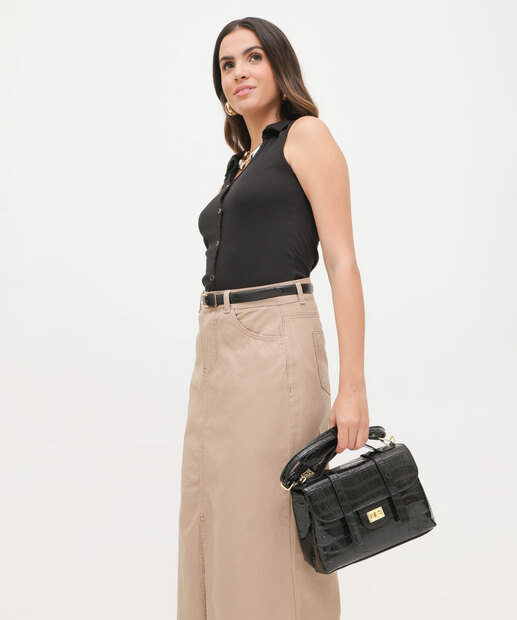 Bolsa Transversal Feminina Croco Verniz Marisa