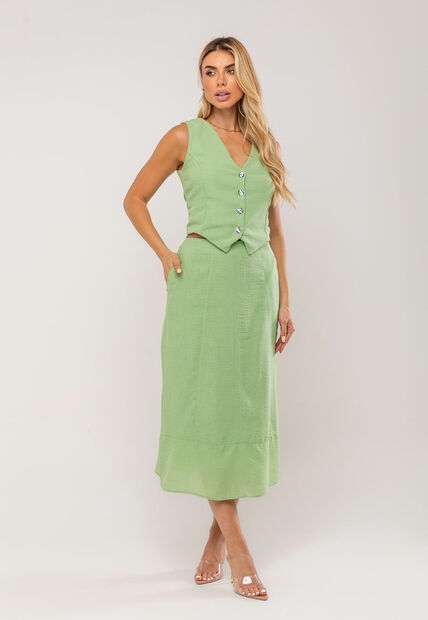 Image_Conjunto Com Colete e Saia Midi Verde Salvatore