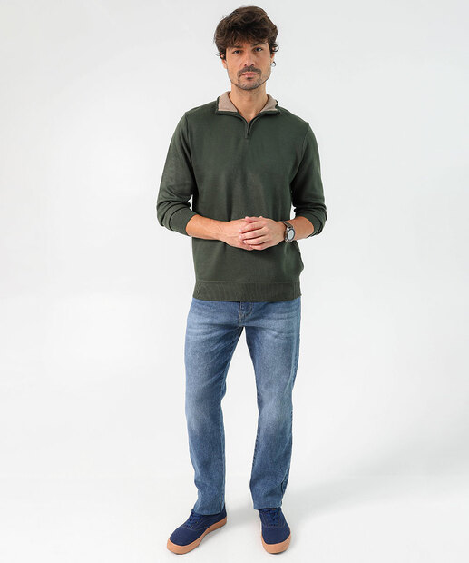 Suéter Masculino Tricô Half Zíper MR Verde