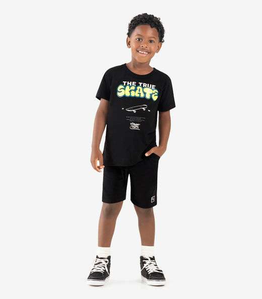 Camiseta Infantil Meia Malha Rovi Kids Preto