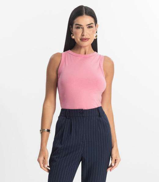 Image_Regata Básica Feminina em Cotton Leve Rovitex Rosa