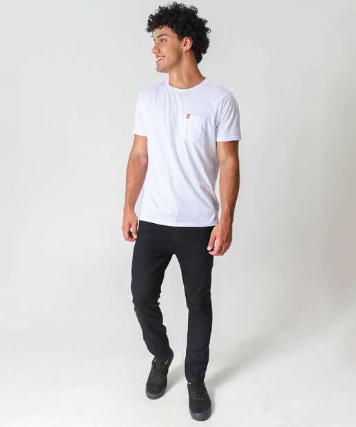 Camiseta Masculina Básica Bolso Marisa Branco