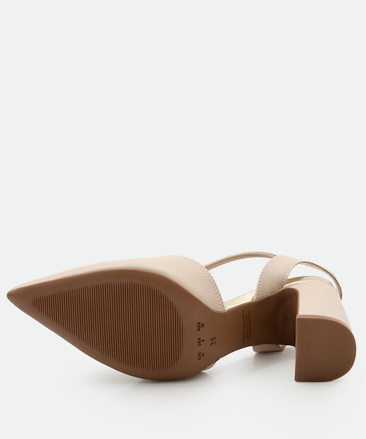 Scarpin Feminino Slingback Salto Grosso Bebecê Bege