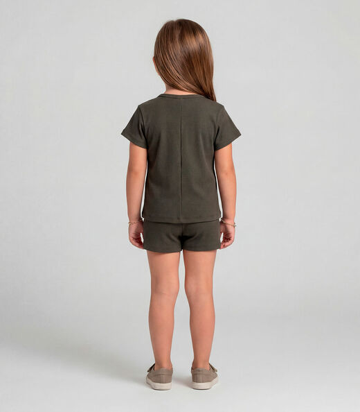 Conjunto Infantil Feminino Blusa e Short Select Marrom