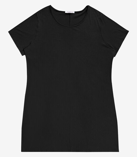 Image_Vestido Feminino Curto Canelado Plus Size Secret Preto
