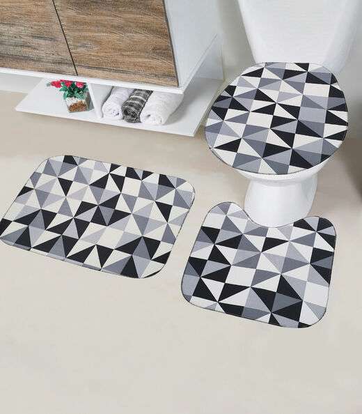 Image_Jogo De Banheiro Estampado Tapetes Junior Cinza