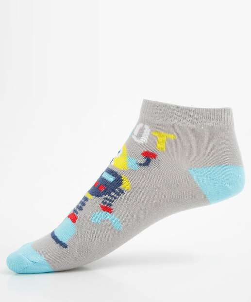 Kit 3 Pares Meias Infantil Soquete Estampa Robô