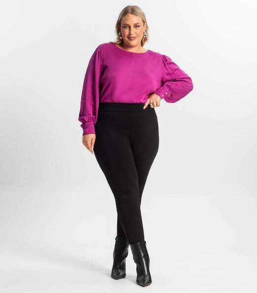 Blusa Plus Size Feminina Manga Longa Secret Glam Roxo