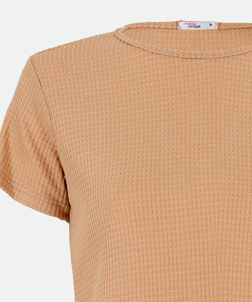Blusa Feminina Textura Manga Curta Marisa