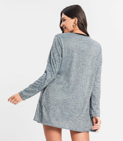 Cardigan Feminino Alongado Infinita Cor Azul