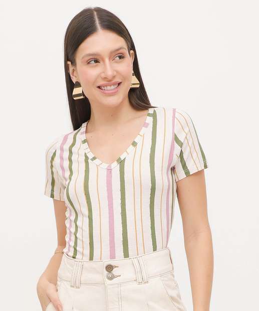 Blusa Feminina Estampa Folhas Manga Curta Marisa