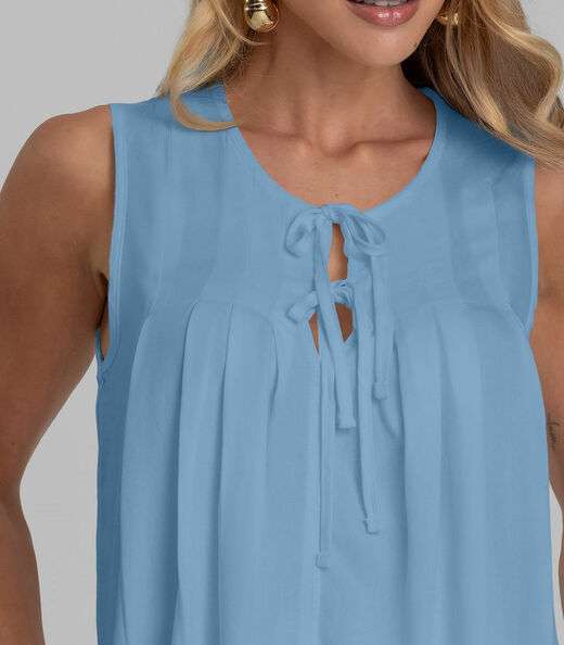 Regata Feminina com Pregas Dianna Azul