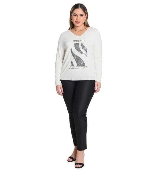 Blusa Manga Longa Viscotorcion Secret Glam Bege