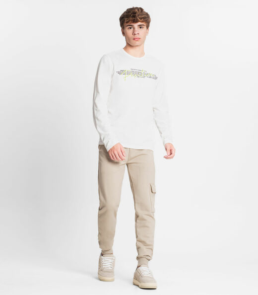 Camiseta Manga Longa Juvenil Em Meia Malha Minty Bege