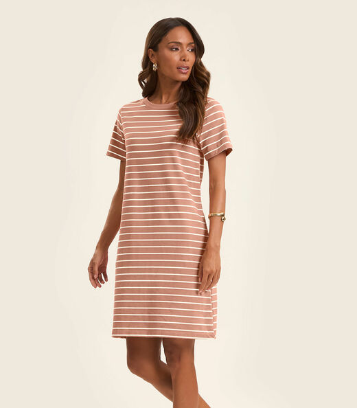 Vestido Feminino Listrado Rovitex Marrom