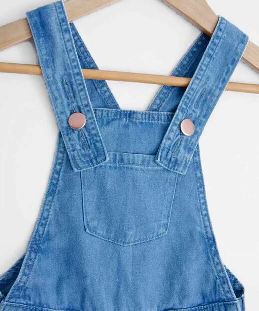 Jardineira Infantil Jeans Bolsos Marisa Tam 1 a 4 