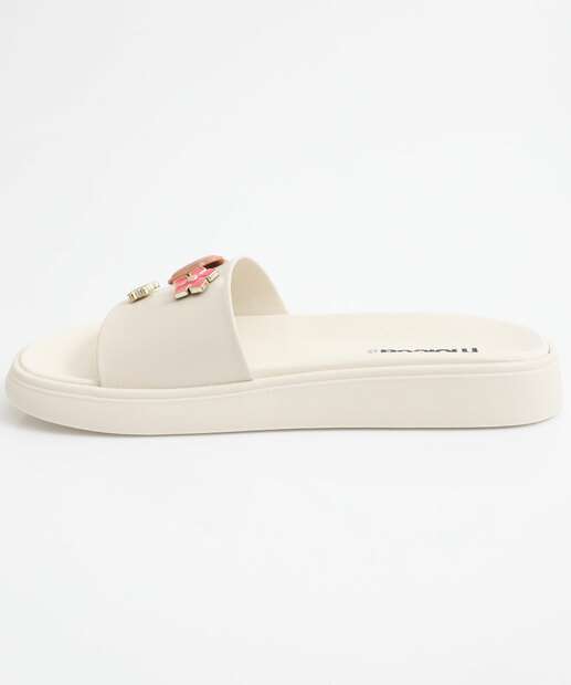 Chinelo Feminino Slide Laço Moleca Branco