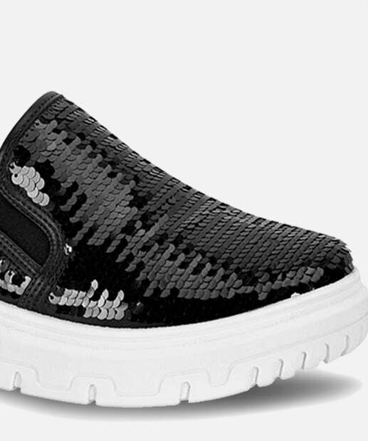 Tênis Slip On Feminino Flatform Paetê Vizzano
