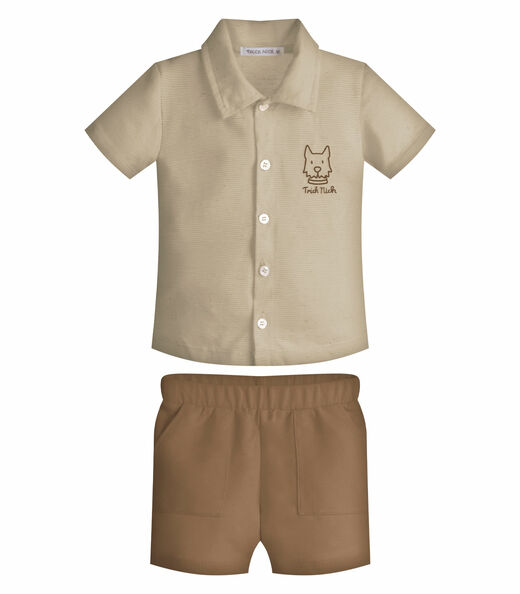Image_Conjunto Infantil Camisa Com Bermuda Trick Nick Bege