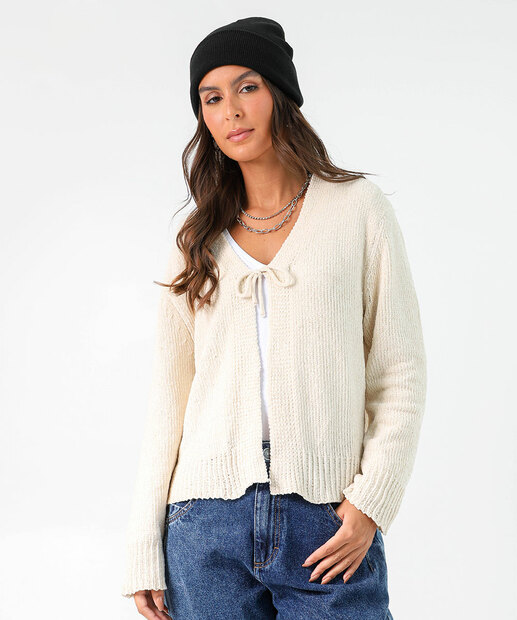 Image_Cardigan Feminino Chenille Amarração Marisa Off White