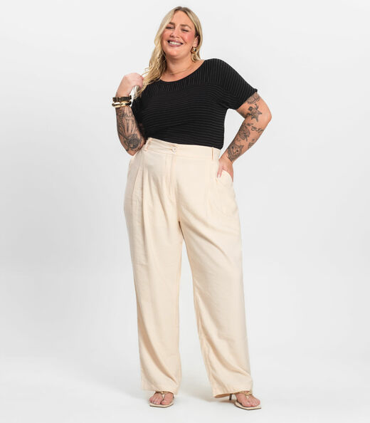 Blusa Feminina de Viscose Plus Size Infinita Cor Preto