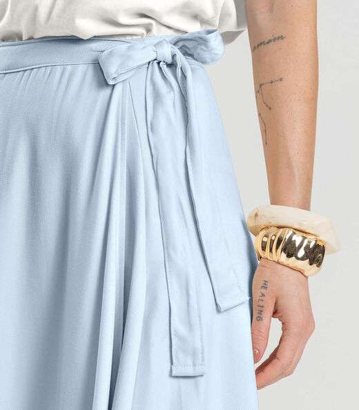 Saia Feminina Midi Envelope Dianna Azul