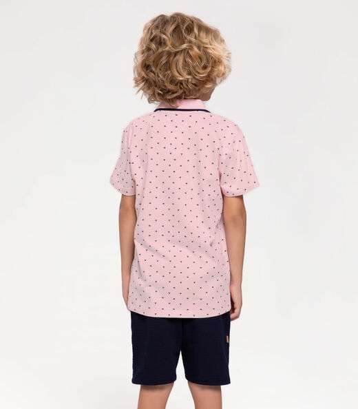 Conjunto Infantil Polo Com Bermuda Trick Nick Rosa