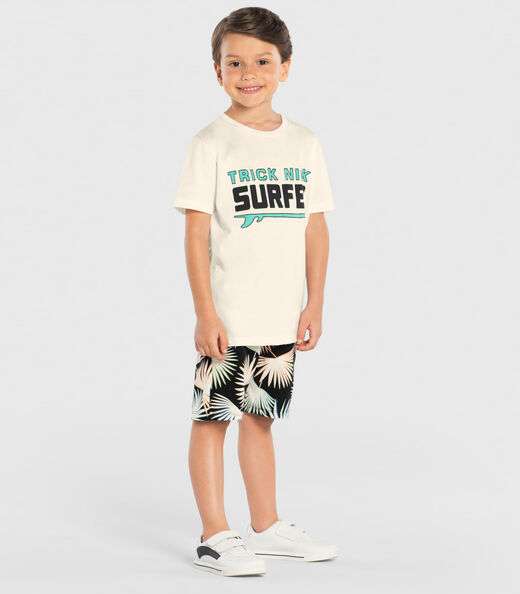 Conjunto Infantil Camiseta Com Bermuda Trick Nick Preto