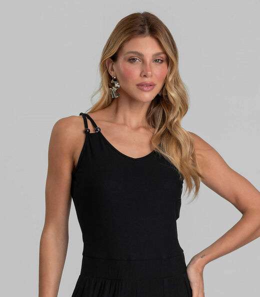 Macacão Feminino Decote em V Dianna Preto