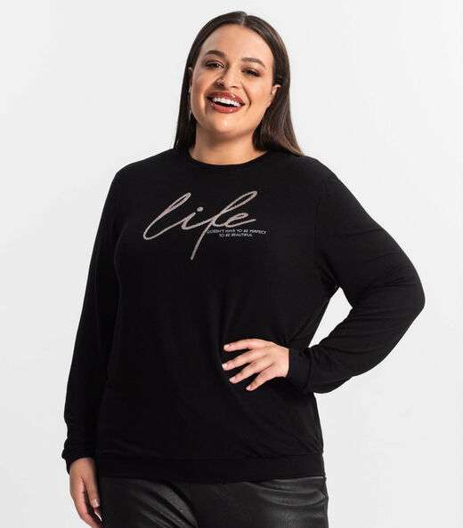 Blusão Feminino Plus Size Secret Glam Preto