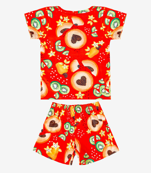Conjunto Menina Infantil Blusa E Short Select Laranja