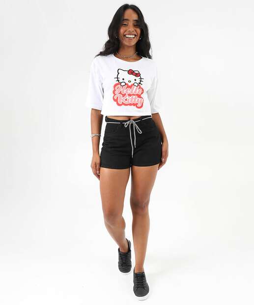 Image_Short Feminino Sarja Cordão Cintura Alta Preto