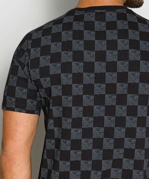 Camiseta Masculina Estampa Xadrez Manga Curta 