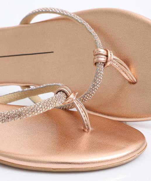 Rasteirinha Feminina Tiras Strass Moleca Rosê