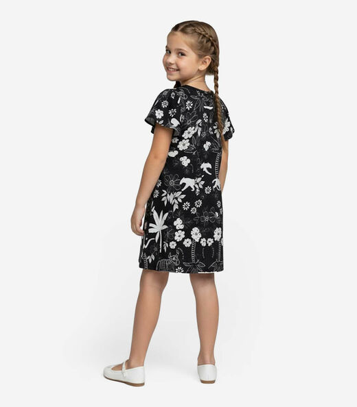 Vestido Infantil Feminino Estampado Select Preto