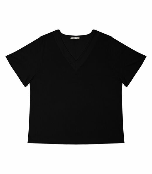 Blusa Feminina Plus Size Básica Secret Glam Preto
