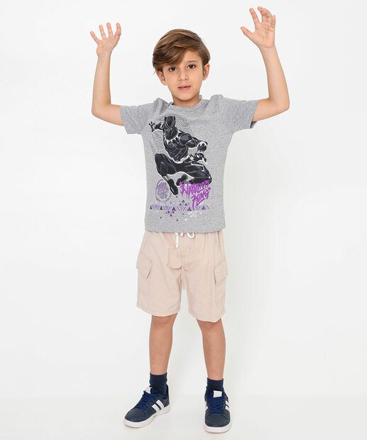 Camiseta Infantil Pantera Negra Marvel Tam 4 a 10