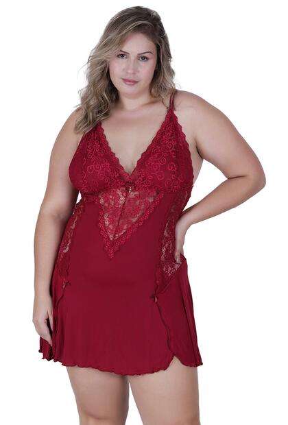 Camisola Namorada Plus Concept Lingerie Vermelho