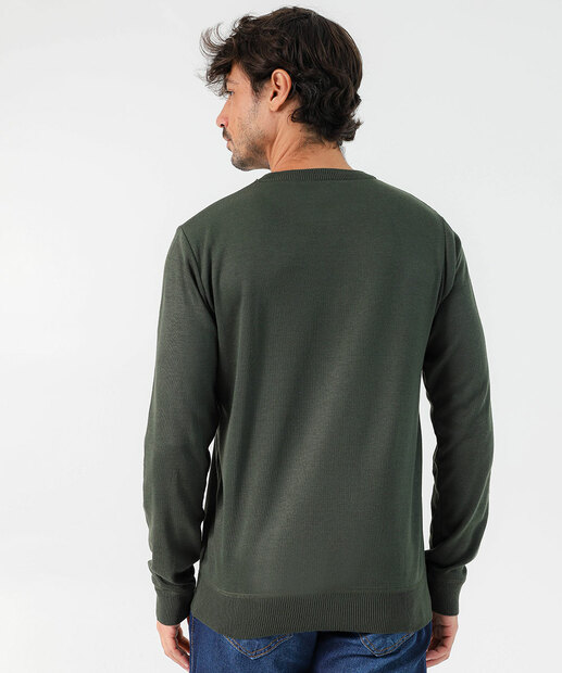 Suéter Masculino Tricô Básico Marisa Verde