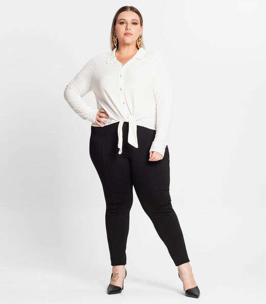 Camisa Feminina Plus Size Em Viscose Secret Glam Bege