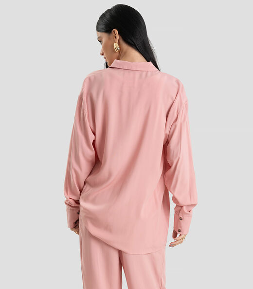 Camisa Feminina Oversized em Tecido Dianna Rosa