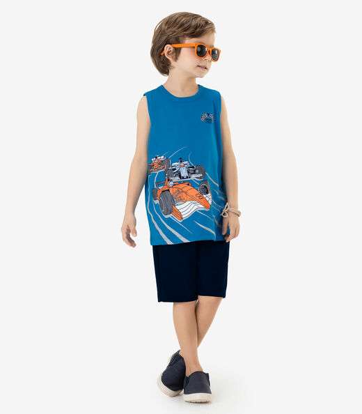 Conjunto Infantil Regata Com Bermuda Rovi Kids Azul