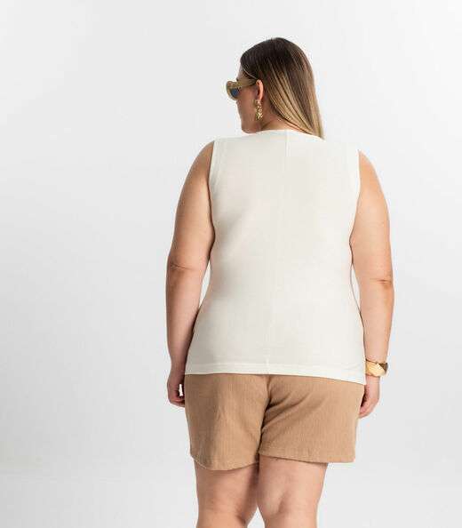 Regata Feminina Plus Size Secret Glam Bege
