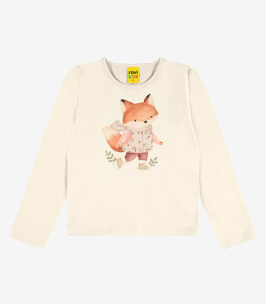 Blusa Manga Longa Cotton Rovi Kids Bege